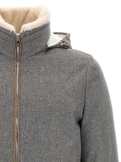 Sherling neck bomber jacket Down jacket, Parka, Casual jackets