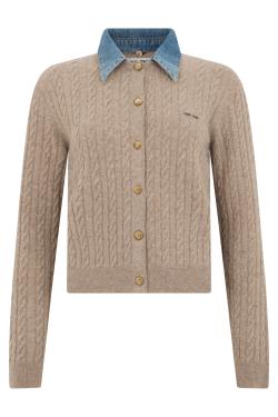 Miu Miu Cardigan with denim collar