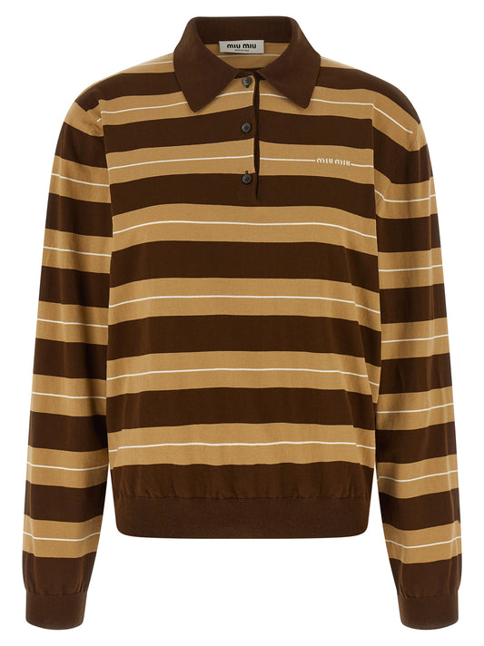 Striped knitted polo shirt Sweater, cardigans