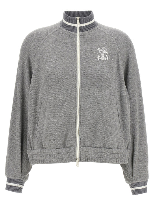 Logo embroidery lamé sweatshirt Sweatshirt