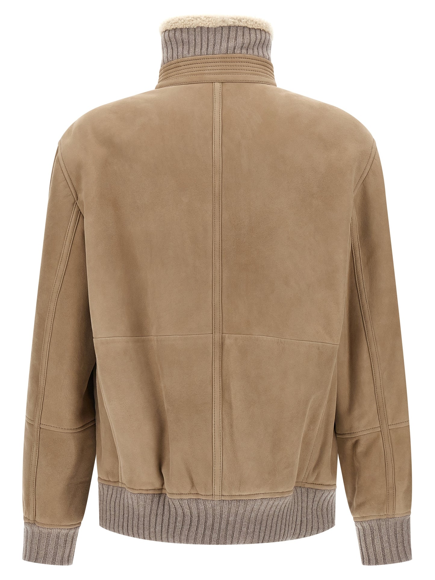 Suede and sherling curly bomber jacket Down jacket, Parka, Casual jackets