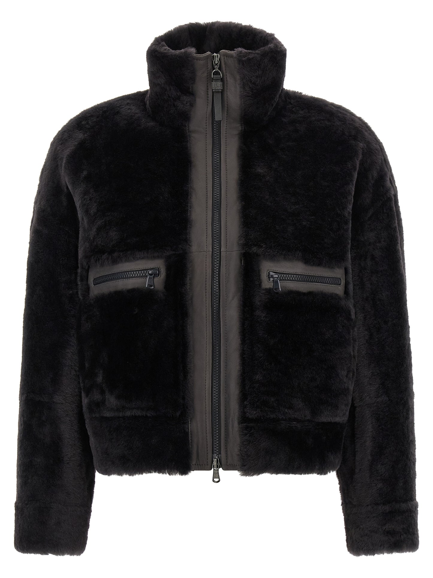 'Shiny Zipper Pull' shearling jacket Fur