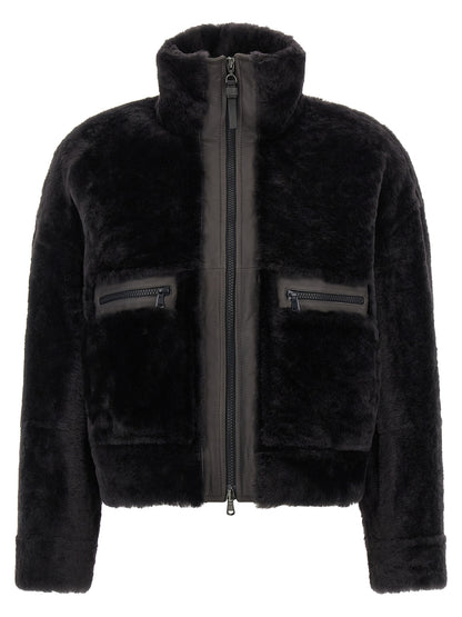 'Shiny Zipper Pull' shearling jacket Fur
