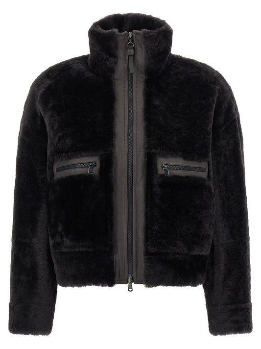 'Shiny Zipper Pull' shearling jacket Fur