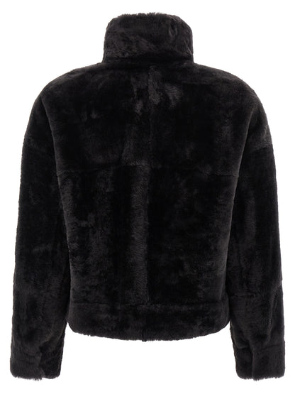 'Shiny Zipper Pull' shearling jacket Fur