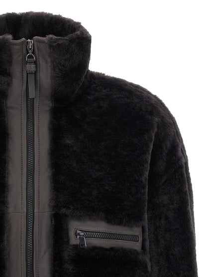 'Shiny Zipper Pull' shearling jacket Fur