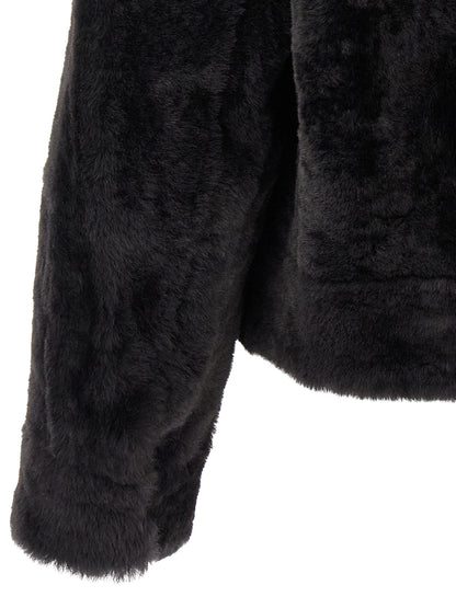 'Shiny Zipper Pull' shearling jacket Fur