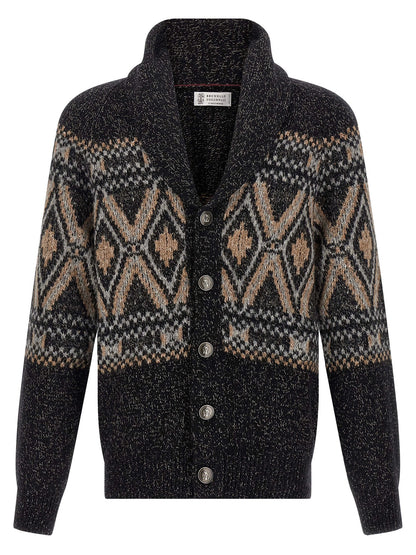 Geometric Jacquard Cardigan Sweater, cardigans