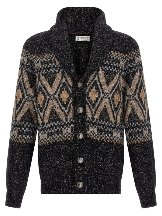 Geometric Jacquard Cardigan Sweater, cardigans