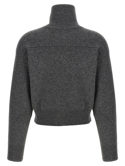 'Shiny Zipper Pull' Wool cardigan Sweater, cardigans