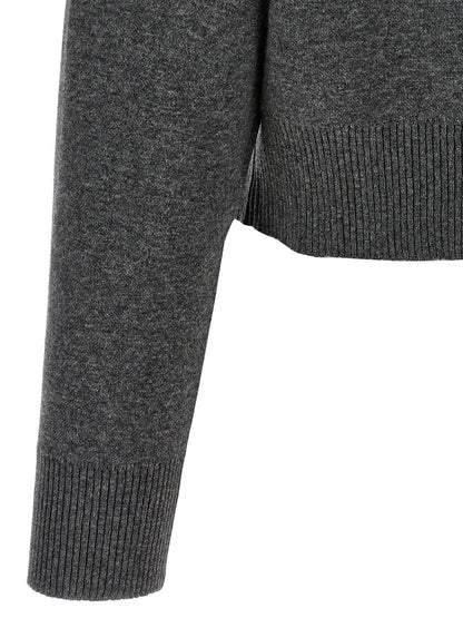 'Shiny Zipper Pull' Wool cardigan Sweater, cardigans