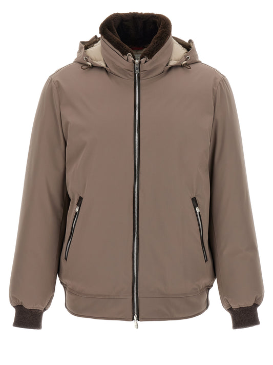 Sherling neck bomber jacket Down jacket, Parka, Casual jackets