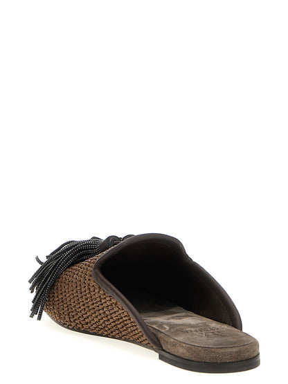 Jewel tassel sabots Flat shoes