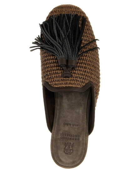 Jewel tassel sabots Flat shoes