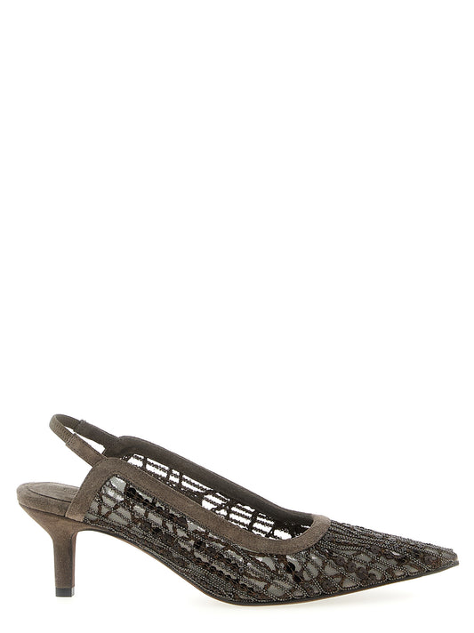 'City Glistening Abstract Embroidery' slingback Pumps