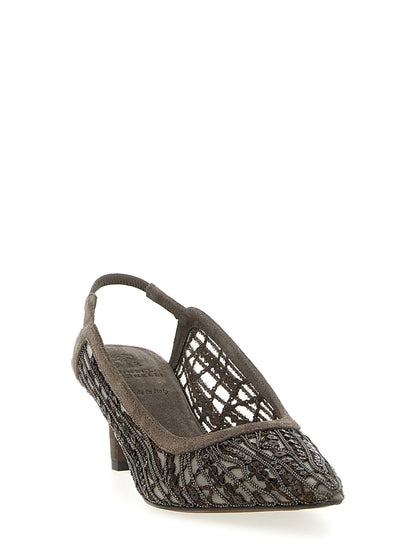 'City Glistening Abstract Embroidery' slingback Pumps