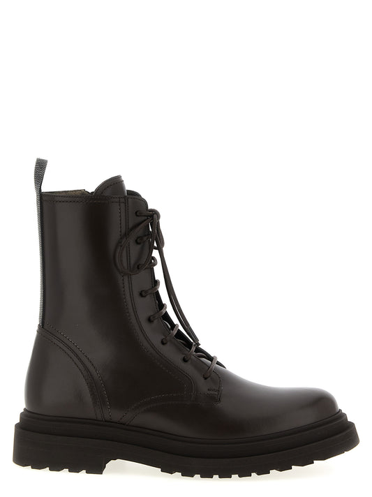 'Shiny Loop Detail' combat boots Boots, ankle boots