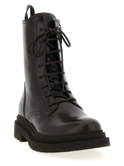 'Shiny Loop Detail' combat boots Boots, ankle boots