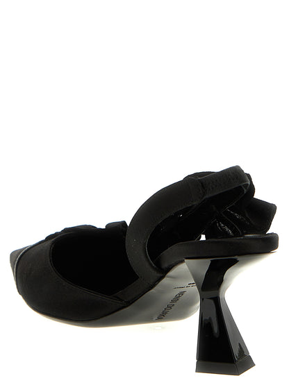 Slingback ruffles Pumps
