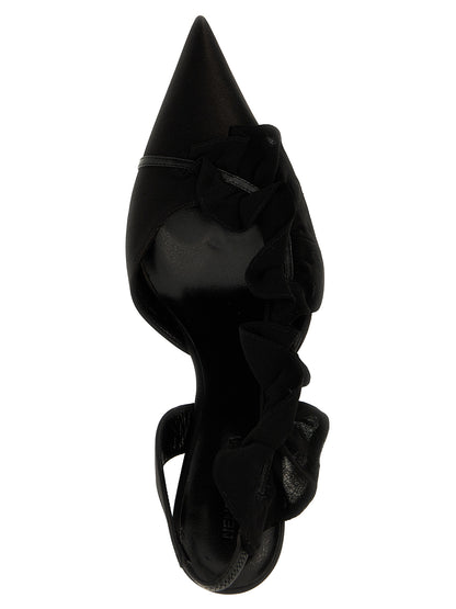 Slingback ruffles Pumps