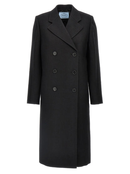 Satin insert double-breasted coat Coats, trench coats