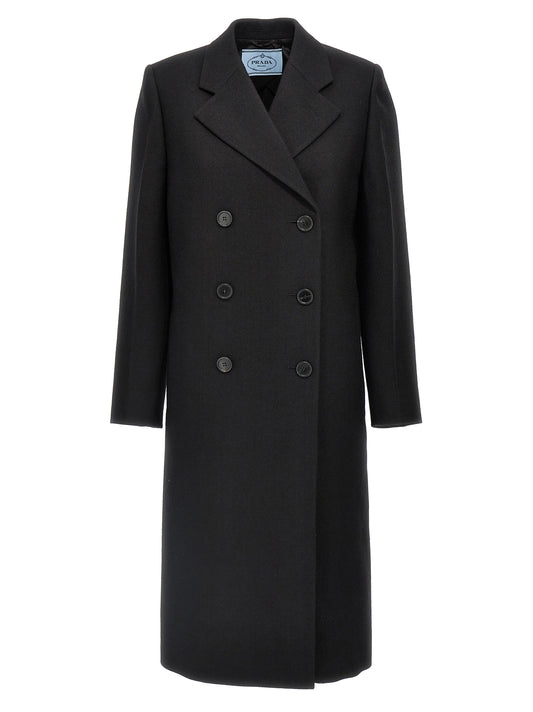 Satin insert double-breasted coat Coats, trench coats