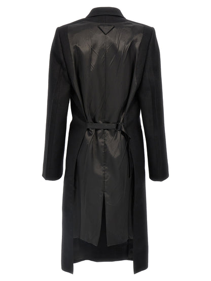 Satin insert double-breasted coat Coats, trench coats