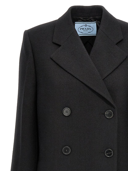 Satin insert double-breasted coat Coats, trench coats