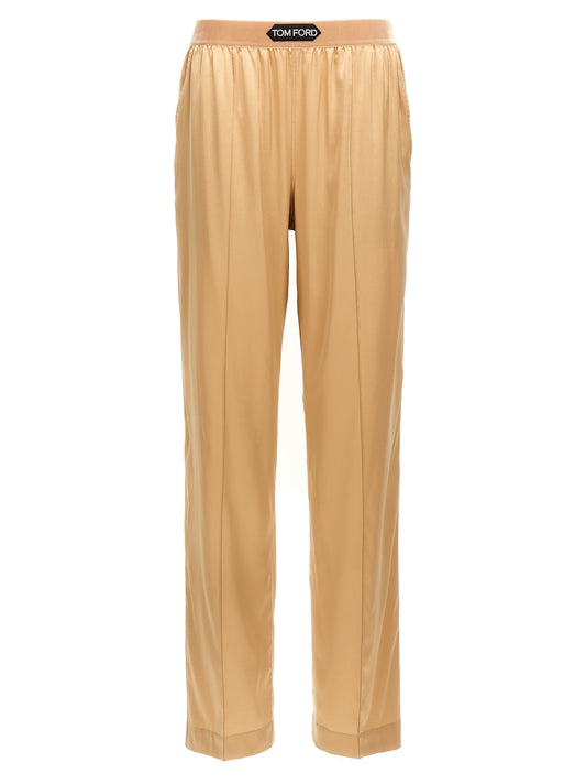 Double pin tuck silk trousers Pants