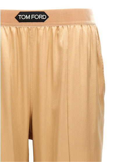 Double pin tuck silk trousers Pants