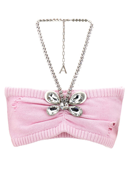 'Crystal Butterfly Knit Bandeau' top Tops