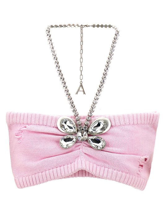 'Crystal Butterfly Knit Bandeau' top Tops