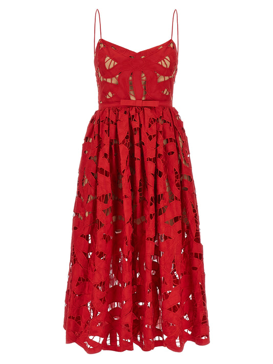 'Red Bow Embroidered Midi' dress Dresses