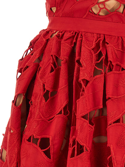 'Red Bow Embroidered Midi' dress Dresses