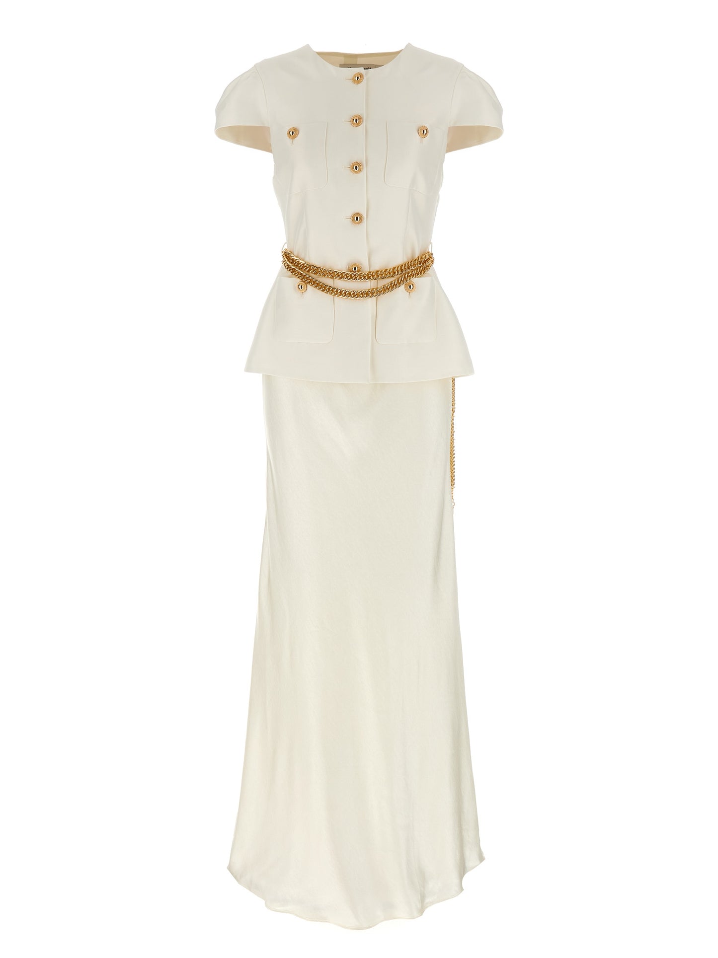 'Cream Taffeta Chain Belt Maxi' dress Dresses
