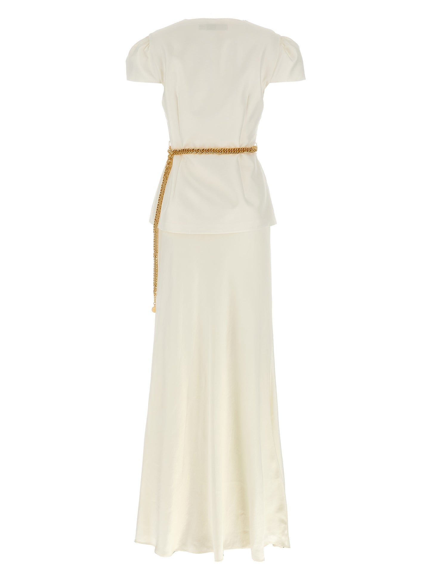 'Cream Taffeta Chain Belt Maxi' dress Dresses