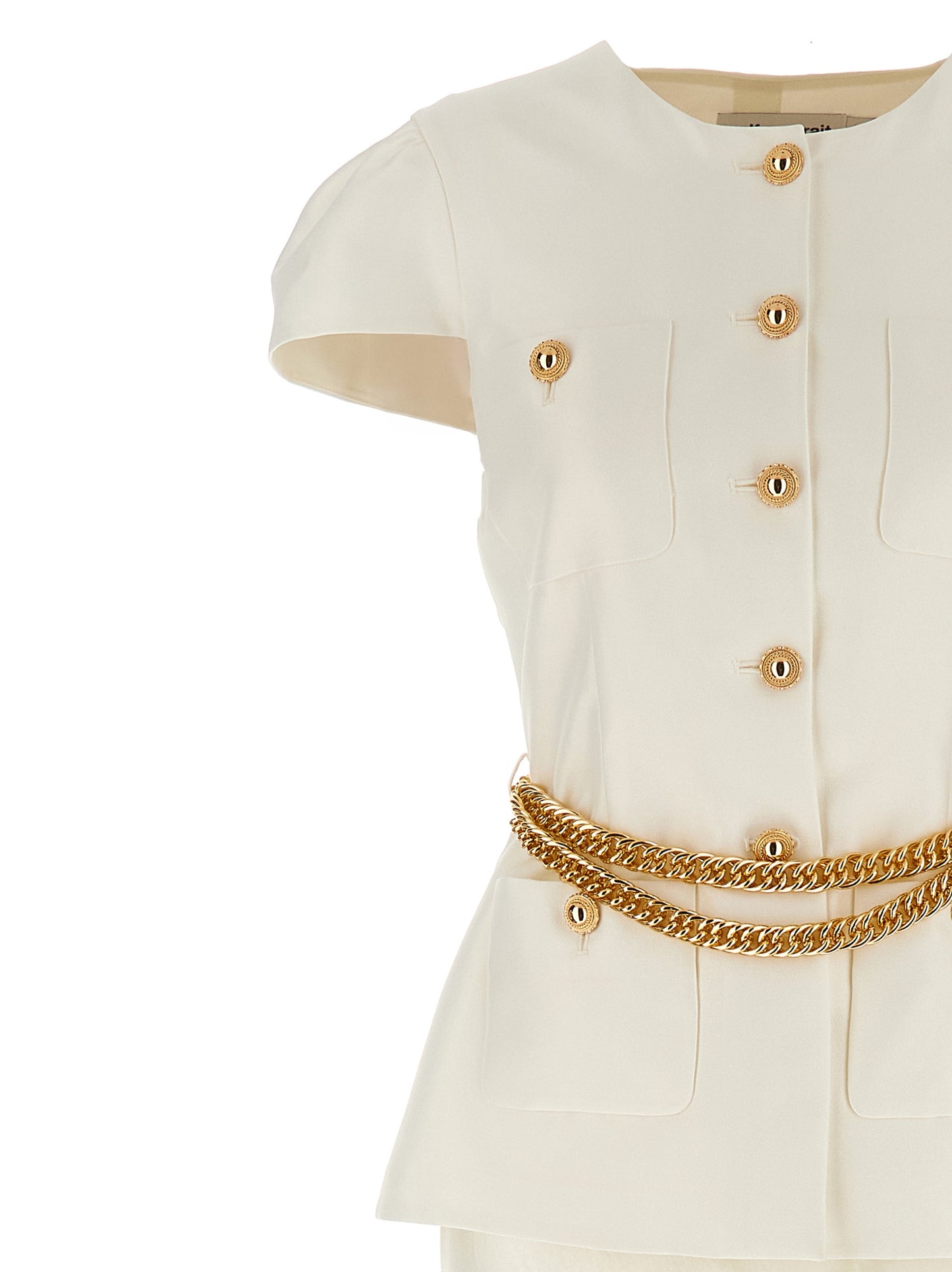 'Cream Taffeta Chain Belt Maxi' dress Dresses