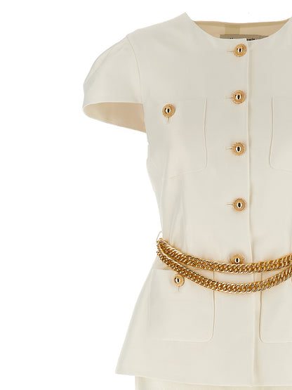 'Cream Taffeta Chain Belt Maxi' dress Dresses