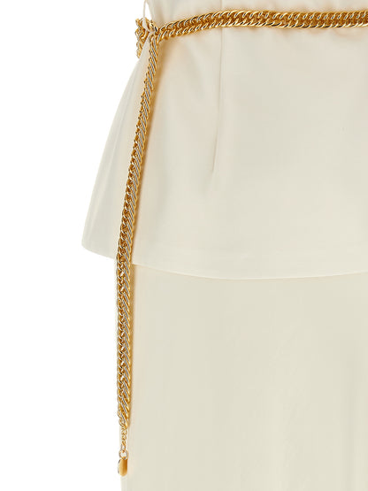 'Cream Taffeta Chain Belt Maxi' dress Dresses