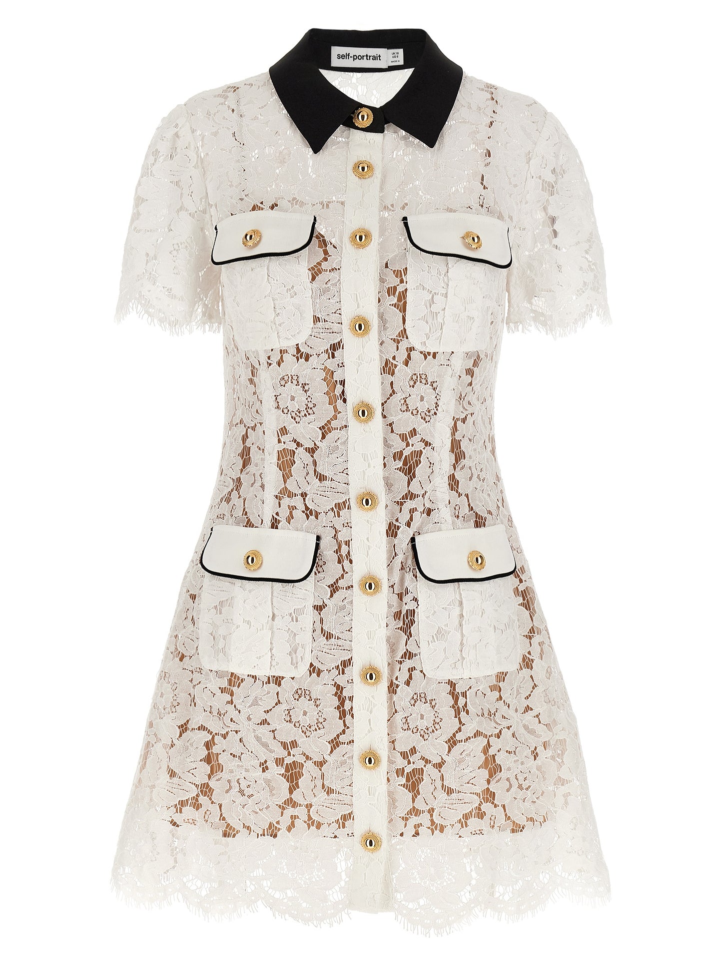 'White Lace Contrast Collar Mini' dress Dresses
