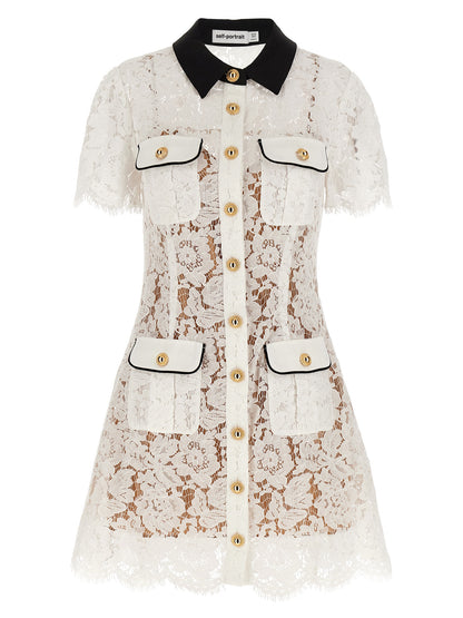 'White Lace Contrast Collar Mini' dress Dresses