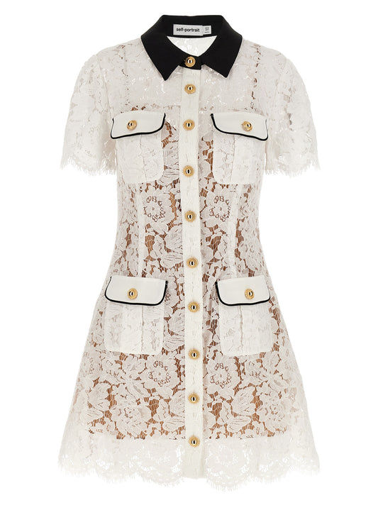 'White Lace Contrast Collar Mini' dress Dresses