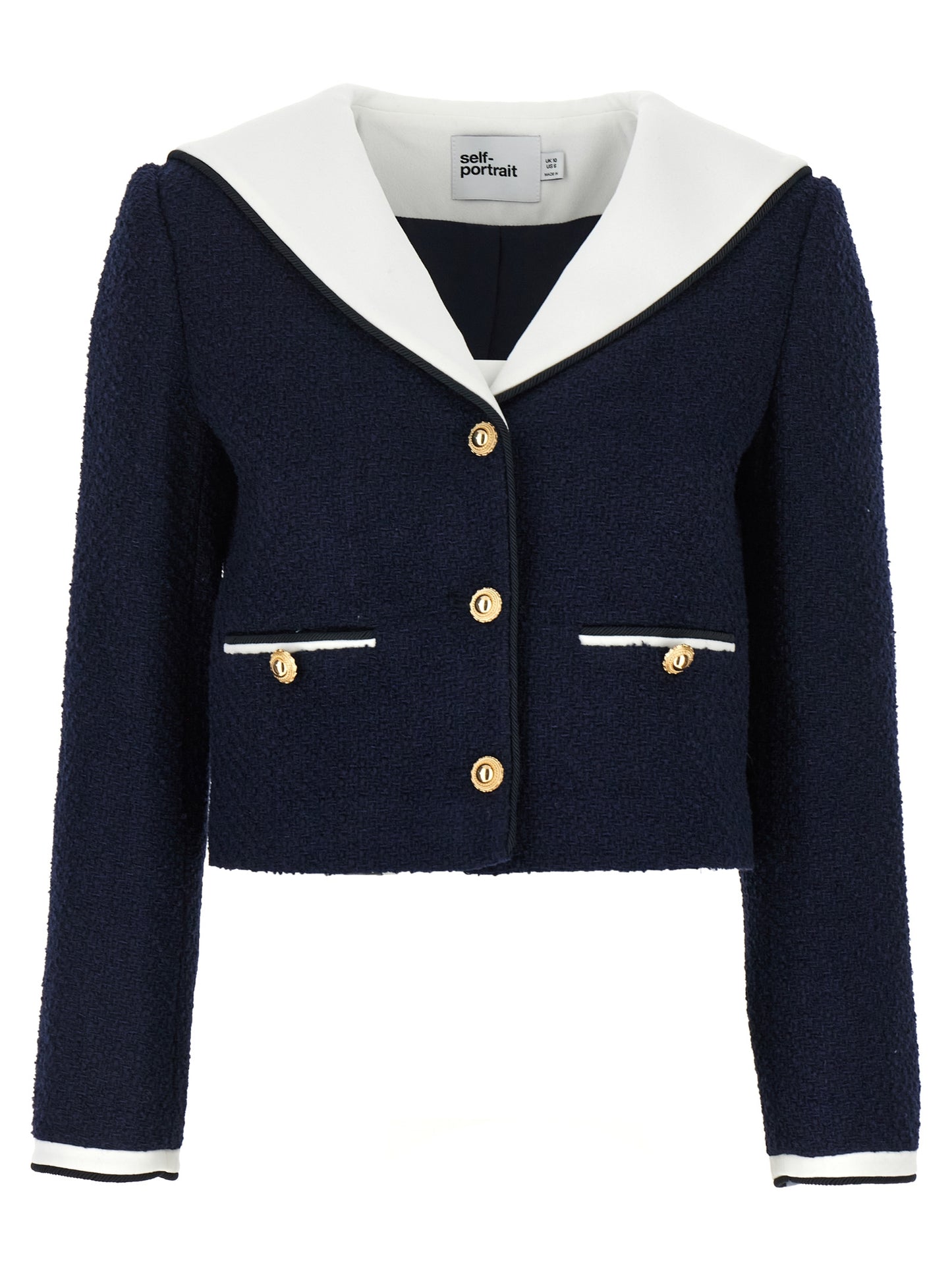 'Navy Boucle Contrast Collar' blazer Blazer and Suits