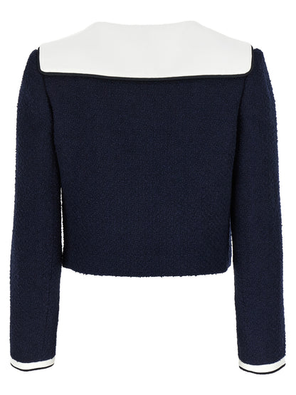 'Navy Boucle Contrast Collar' blazer Blazer and Suits