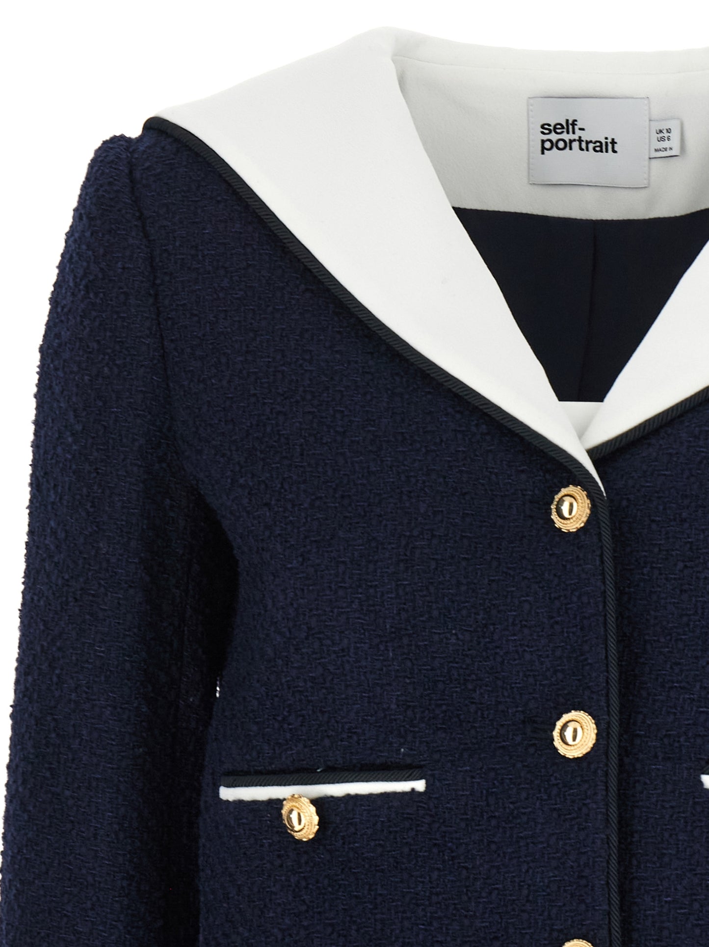 'Navy Boucle Contrast Collar' blazer Blazer and Suits