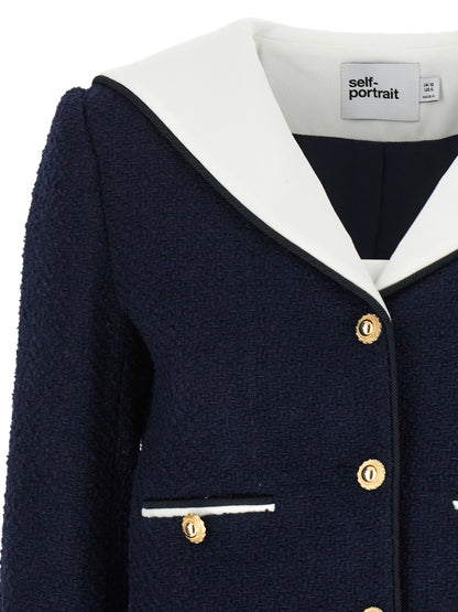 'Navy Boucle Contrast Collar' blazer Blazer and Suits