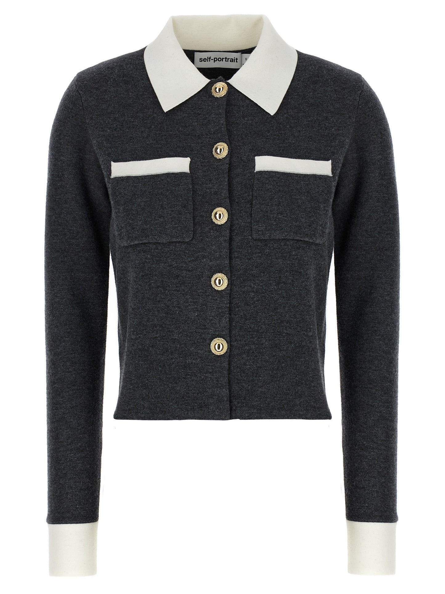 'Grey Contrast Collar' cardigan Sweater, cardigans