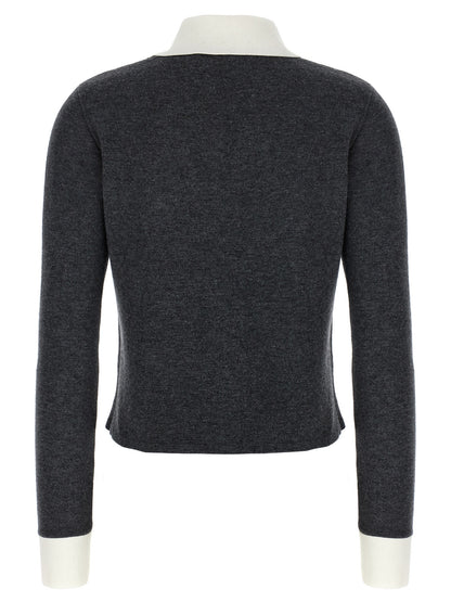 'Grey Contrast Collar' cardigan Sweater, cardigans