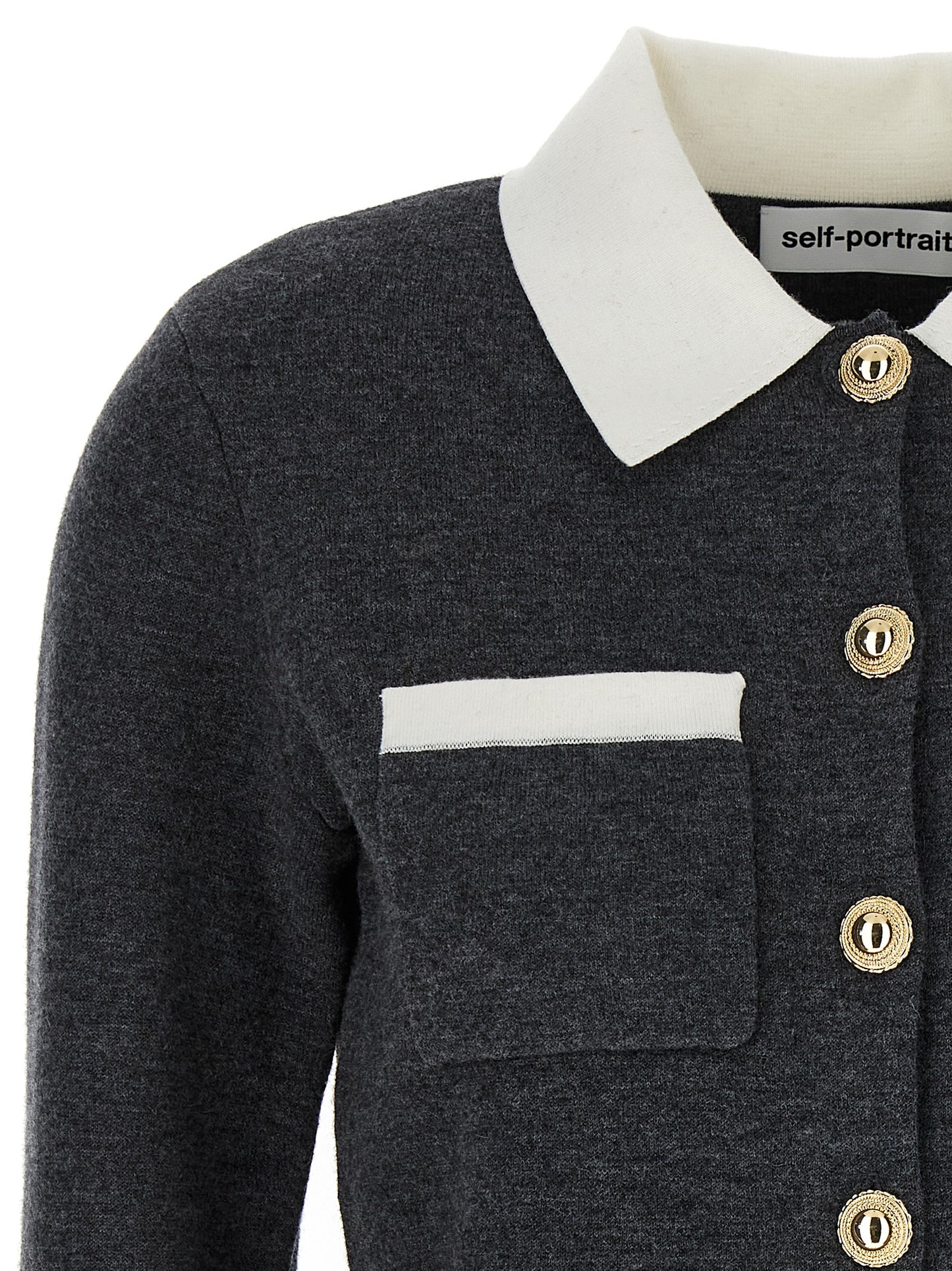 'Grey Contrast Collar' cardigan Sweater, cardigans