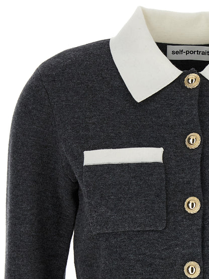 'Grey Contrast Collar' cardigan Sweater, cardigans